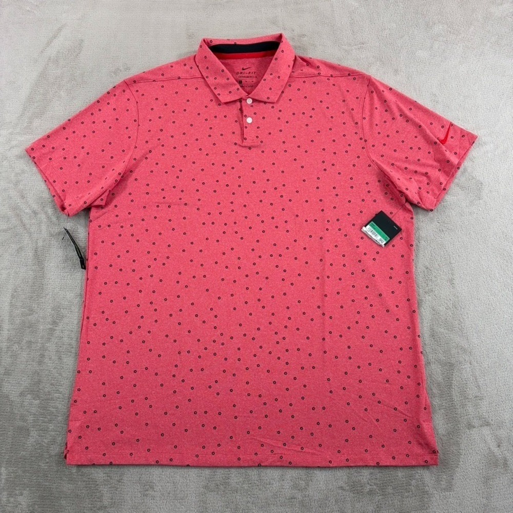 Nike Dry Vapor Micro Print Polo Shirt in Red Geometric Men XL Dri Fit Golf NWT